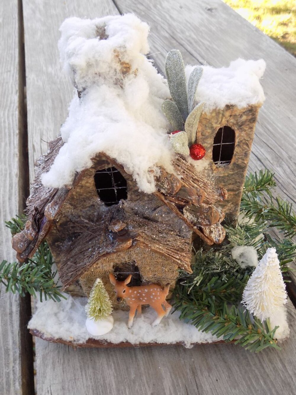 WINTER RUSTIC HOUSE Holiday Decor NEEDS REPAIR